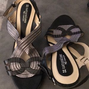 Black/silver comfortable heels